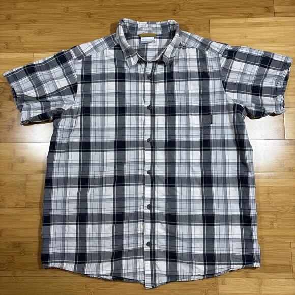 Columbia Other - Columbia Plaid Button-Up Shirt XL Gray White Short Sleeve Outdoor Casual